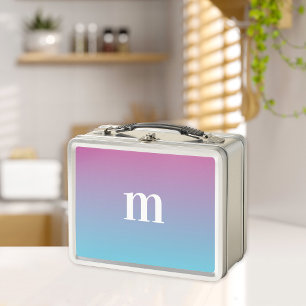 Lunch Box Ombre couleur bleue à couleur personnalisée initia