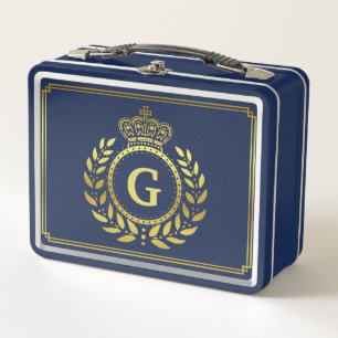 Lunch Box Or royal de noir de guirlande de laurier de