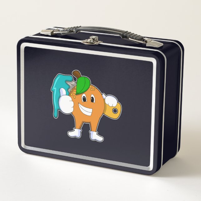 Lunch Box Orange comme Peintre avec pinceau (Devant)