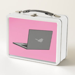 Lunch Box Ordinateur portable gris avec dessin animé logo oi