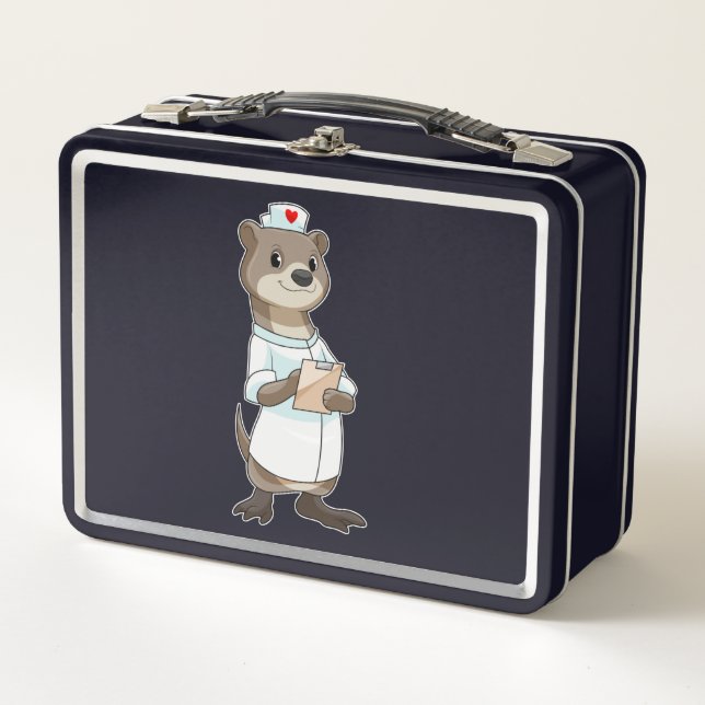 Lunch Box Otter comme infirmière avec coeur (Devant)