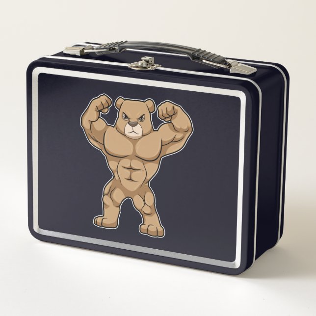 Lunch Box Ours comme Bodybuilder avec de grands Muscles (Devant)