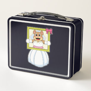Lunch Box Ours comme mariée avec robe Mariage et cadre photo