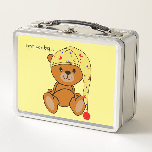 Lunch Box Ours en peluche avec casquette couché (Devant)