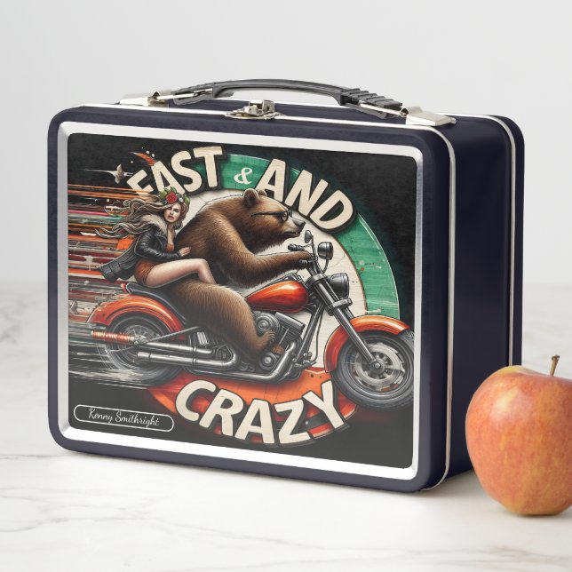 Lunch Box Ours gras sur moto (En situation)