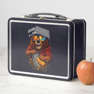 Lunch Box Ours Rétro Avec Chapeau Râpe à Fromage et Lunettes
