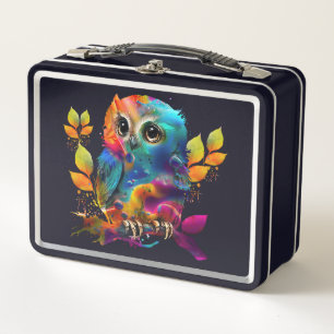 LUNCH BOX OWL COLORÉ ABSTRAIT