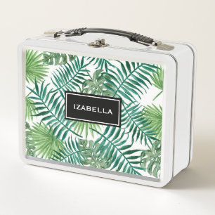 Lunch Box Palmier Tropical Coloré Vert Nom des enfants 
