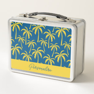 Lunch Box Palmiers tropicaux Bleu Jaune Personnalisé