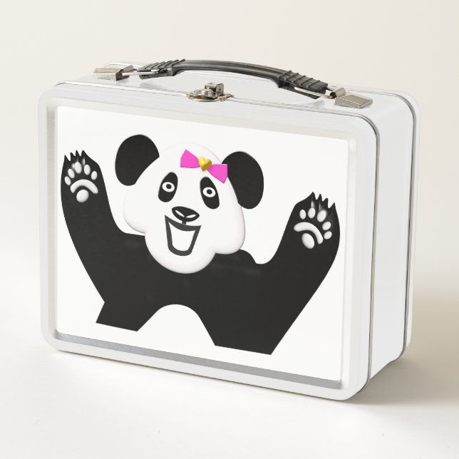 Lunch Box Panda adorable avec Bow rose (Devant)