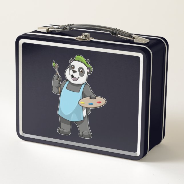 Lunch Box Panda en peintre avec pinceau et couleur (Devant)