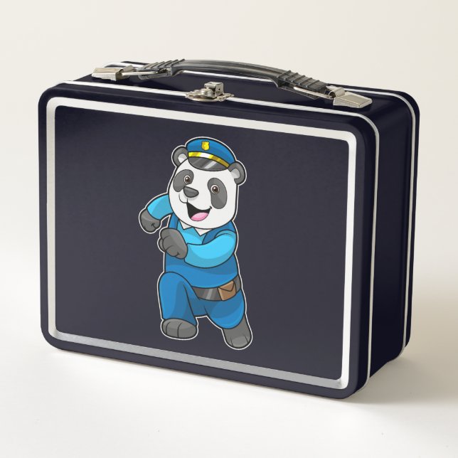 Lunch Box Panda en tant qu'officier de police avec casquette (Devant)