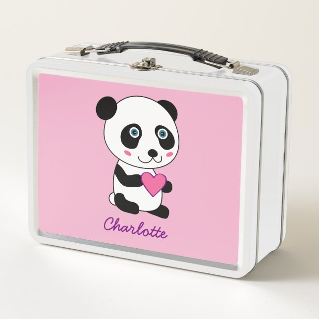 Lunch Box Panda mignonne avec un coeur rose Bo déjeuner pers (Devant)