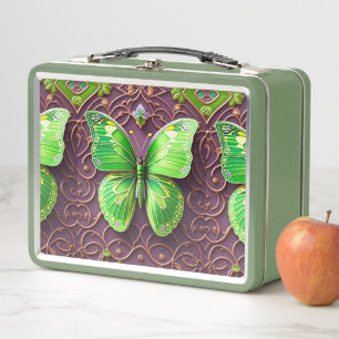 Lunch Box Papillon vert en optique 3D