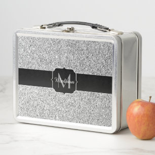 Lunch Box Parties scintillant gris argent scintille Monogram