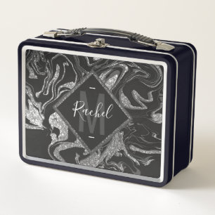 Lunch Box Parties scintillant moderne en gris noir