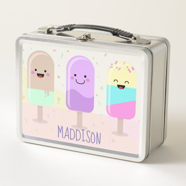 Lunch Box Pastel Chibi Ice Lollies mignonette Personnalisé (Devant)
