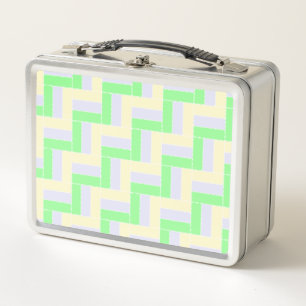 Lunch Box Pastel Rectangles Lignes en pointillé blanc Motif