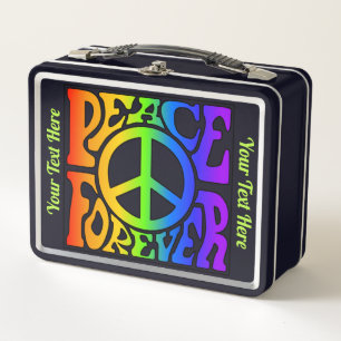 Lunch Box Peace Forever Vintage arc-en-ciel personnalisé 1 c