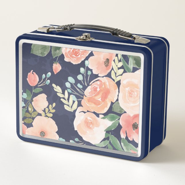 Lunch Box Pêche de floraison du plaisir | et roses et pavots (Devant)