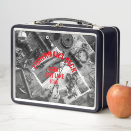Lunch Box Pêcheur noir et blanc personnalisé