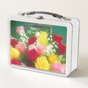 Lunch Box Peinture Bouquet Rose - Jolie Art Fleur Originale
