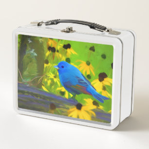 Lunch Box Peinture de Bunting Indigo - Art original pour ois