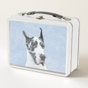 Lunch Box Peinture de Great Dane (Arlequin) - Art original d