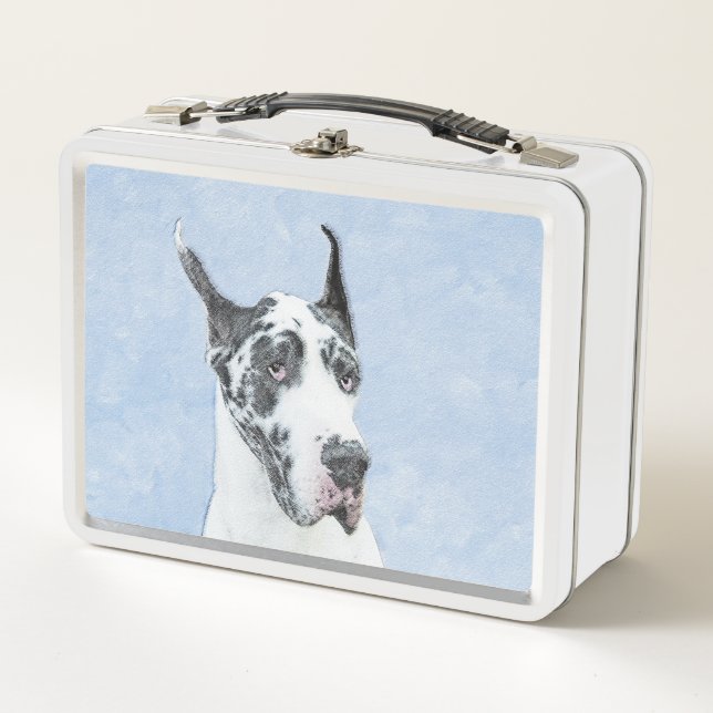 Lunch Box Peinture de Great Dane (Arlequin) - Art original d (Devant)