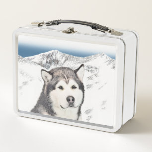 Lunch Box Peinture de malamut en Alaska - jolie art original