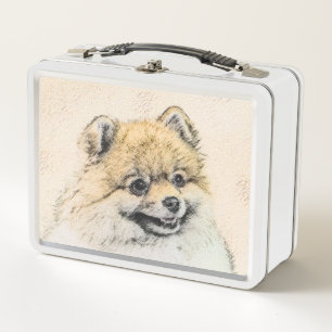 Lunch Box Peinture Poméranienne (orange) - Art Chien origina