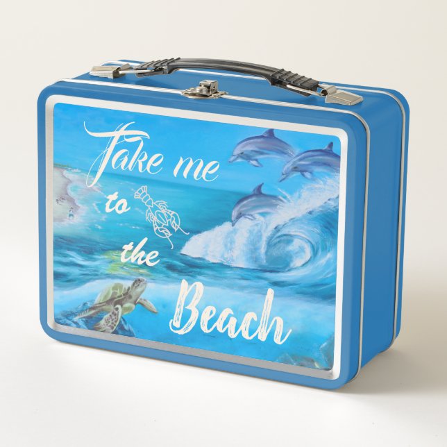 Lunch Box Peinture sur la plage et la vie marine (Devant)