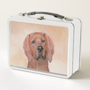 Lunch Box Peinture sur pilon rouge - jolie art original chie
