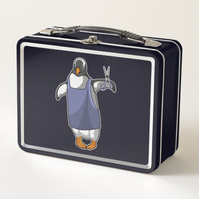 Lunch Box Penguin coiffeur avec ciseaux (Devant)