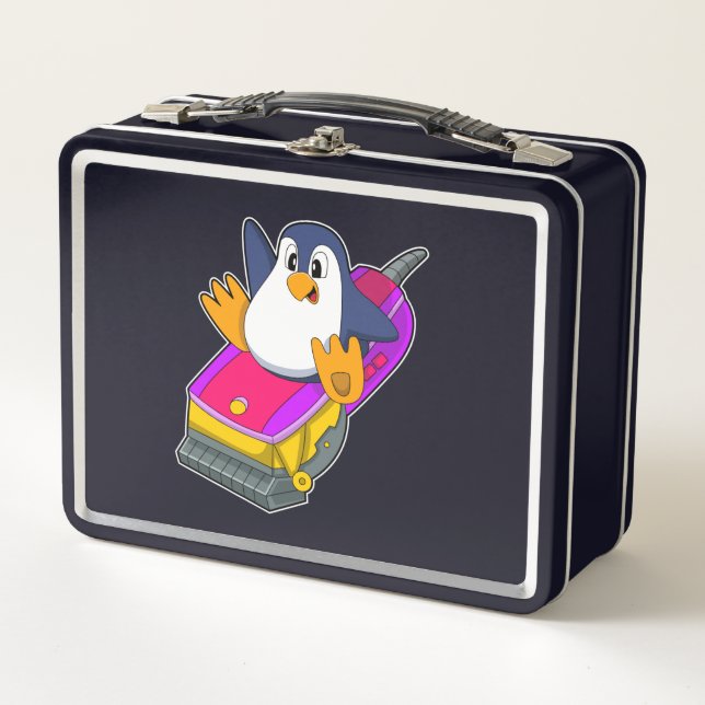 Lunch Box Penguin comme coiffeur avec Razor (Devant)