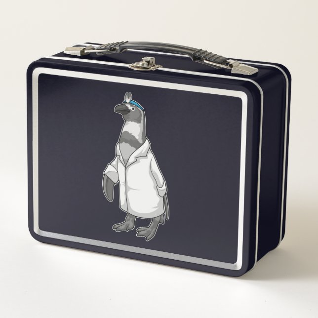 Lunch Box Penguin comme docteur avec le manteau du docteur (Devant)