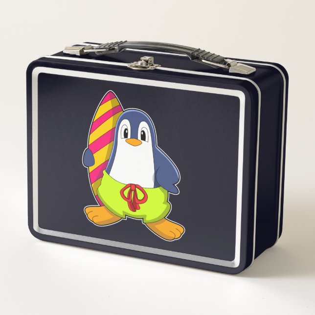 Lunch Box Penguin comme surfer avec Surfer (Devant)