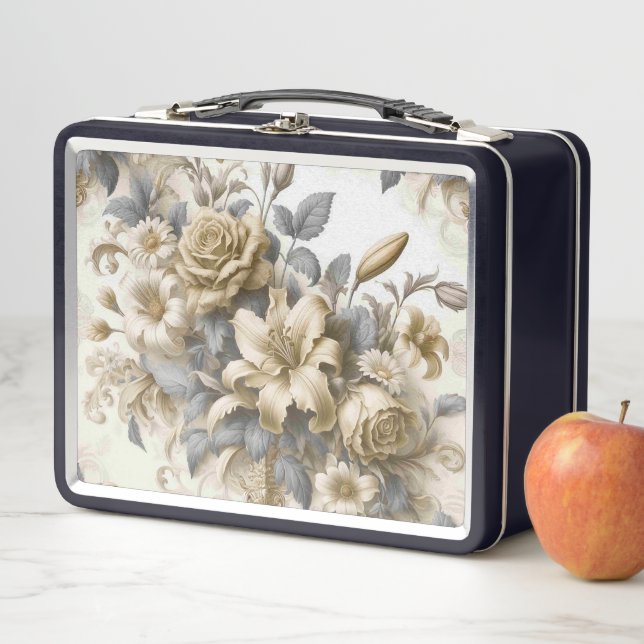 Lunch Box Perfection florale Jaune antique (En situation)