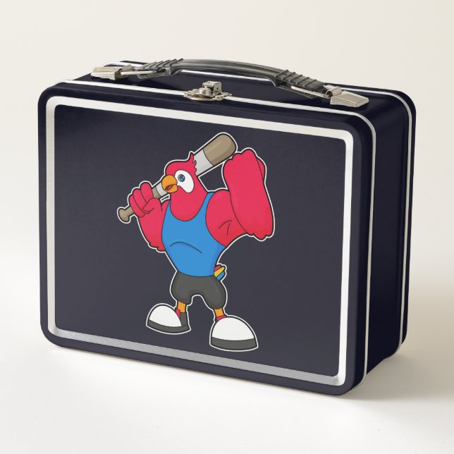 Lunch Box Perroquet au baseball avec batte de baseball (Devant)