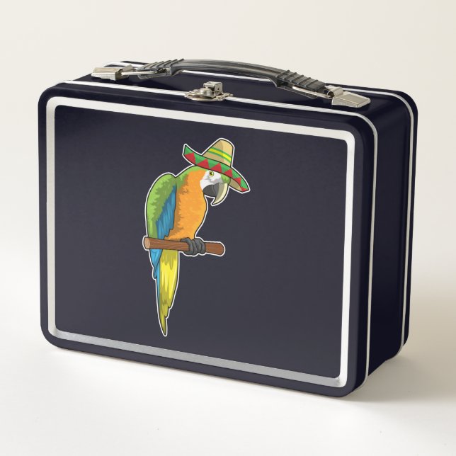 Lunch Box Perroquet avec casquette de paille (Devant)