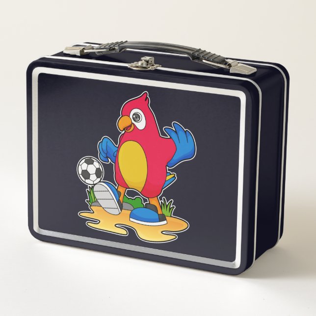 Lunch Box Perroquet comme joueur de football avec Soccer (Devant)