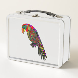 Lunch Box Perroquets colorés abstraits en jaune rouge vert b