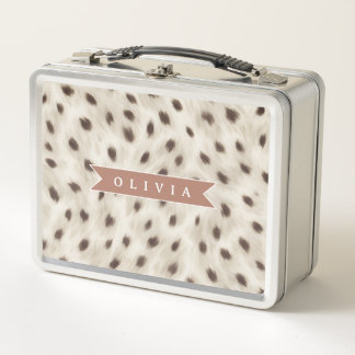 Lunch Box Personalized Chic Neutral Leopard Animal Print