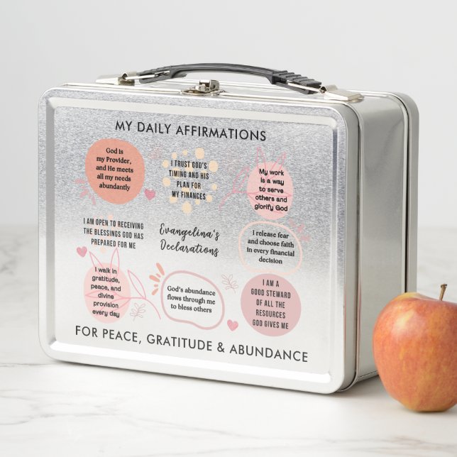 Lunch Box Personalized Christian Daily Affirmations Quotes (En situation)