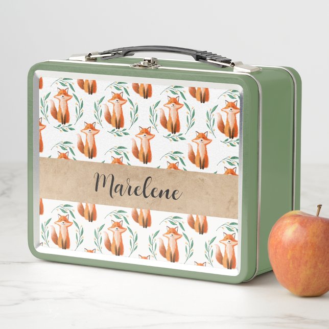 Lunch Box Personalized Cute baby Fox woodland keepsake (Créateur téléchargé)