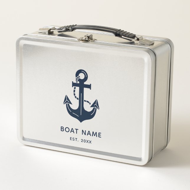 Lunch Box Personalized Nautical Anchor Boat Name (Devant)