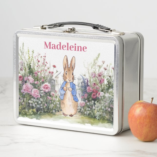Lunch Box Personnaliser le nom de l'enfant Pierre le lapin (En situation)