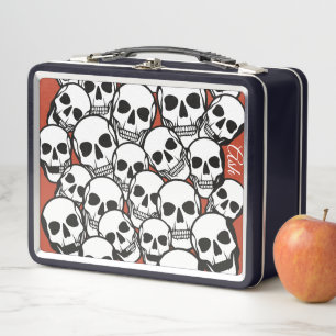 Lunch Box Personnaliser les crânes sur l'arrière - plan oran