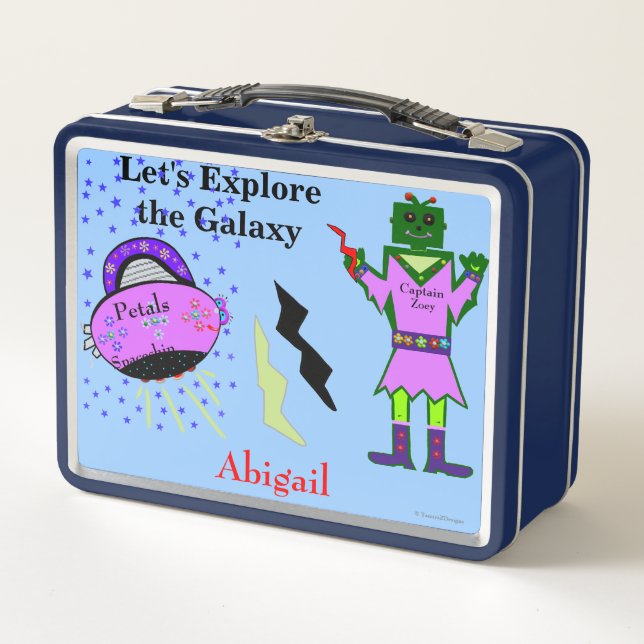 Lunch Box Petit Capitaine Zoey Green Girl Robot Pink (Devant)