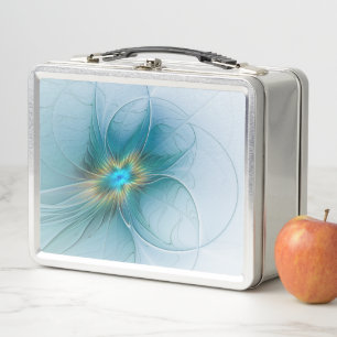 Lunch Box Petite Beauté Moderne Bleu Or Fractal Art Flower